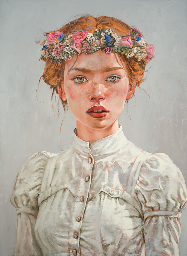 Country Girl III, oil & copper on canvas, 52x38 in. 