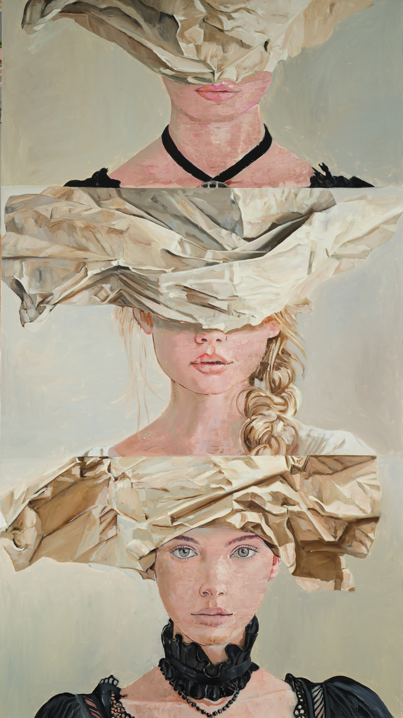 Crumbled Hats, oil on canvas, 68x38 SOLD