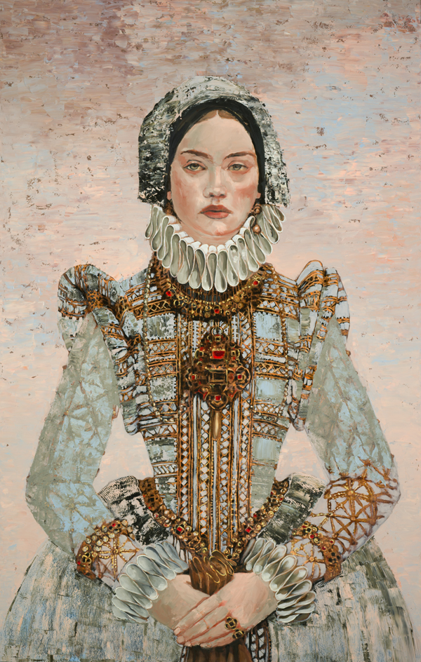 Queen of the Night, oil & copper on canvas, 60x38 in, private collection