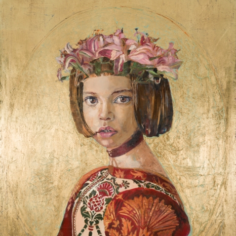 Lilly, oil & gold leaf on canvas, 36x28, private collection