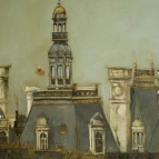 Paris, Hotel de Ville, oil on canvas, 16x32