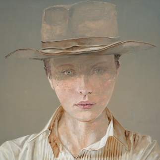 Woman with a Stetson, oil on canvas, 52x38 - private collection