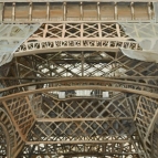 Eiffel tower with tarps, oil on canvas, 16x32 private collection