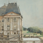 Vaux le Vicomte, oil on canvas, 32x16 private collection