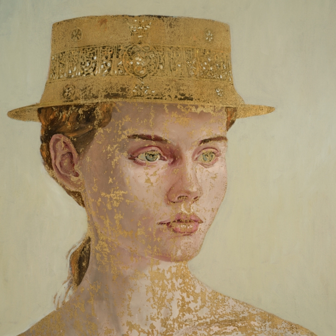 American Girl, oil & gold on canvas, 40x38- private collection