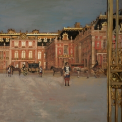 Arrivee Cour d'Honneur, oil on canvas, 61x91.5cm, private collection