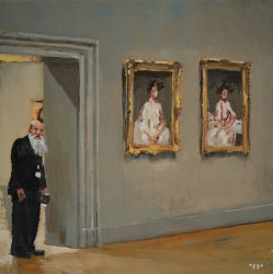 Le Gardien oil on canvas 11x11 in, SOLD at Graighead Green, Dallas, TX